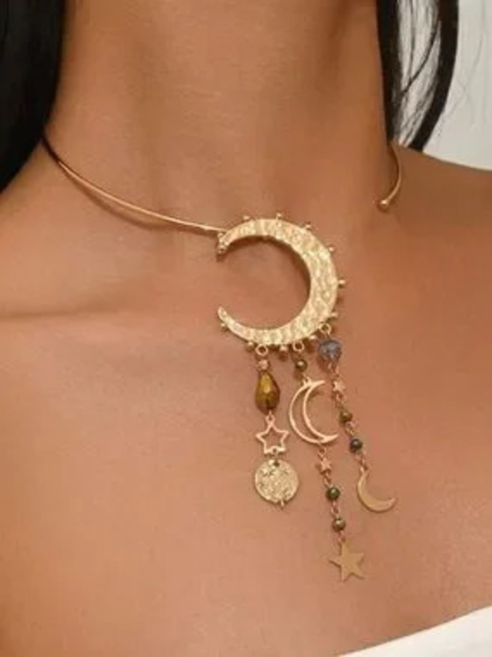 Crescent Moon Choker Necklace N2385